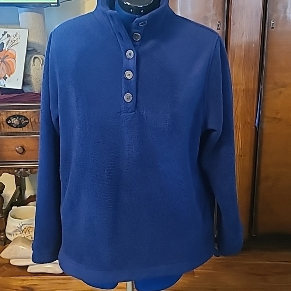 JCrew 5 button pullover. Mock turtleneck. Size L. Fleece. (#1026)